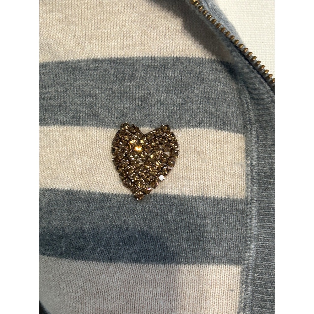 Twisted Heart America Striped Cashmere Blend Zip Hoodie MED Y2K luxury - Picture 2 of 10